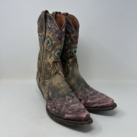 Dan Post Vintage Bluebird Snip Toe Leather Boots Size 10 Western Cowgirl - Picture 2 of 12